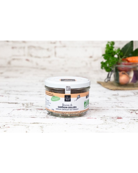 Graines de sarrasin grillées et salées (250 g) Conserverie artisanale de légumes Bio breton. La Marmite Bretonne. Plougoumelen. Golfe du Morbihan 
